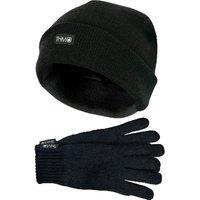 THMO Men's Thinsulate Knitted Thermal Hat & Gloves Set for Winter in Black | Size: Medium/Large