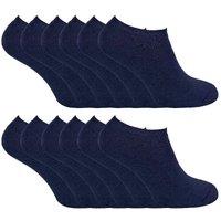 Sock Snob Men's 12 Pairs Thermal Winter Invisible Low Cut Trainer Socks in Navy | Size: 6-11