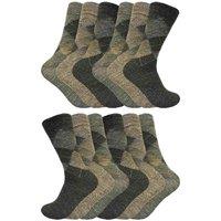Sock Snob Men's 12 Pair Soft Lambswool Honeycomb Top Argyle Patterned Socks in Brown | Size: 6-11