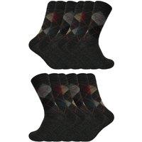 Sock Snob Men's 12 Pair Soft Lambswool Honeycomb Top Argyle Patterned Socks in Grey | Size: 6-11
