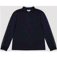 Larsson & Co Men's Contrast Panel Long Sleeve Polo in Navy | Size: XL