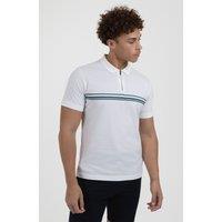Larsson & Co Men's Chest Stripe Polo Shirt in Off-White | Size: Large
