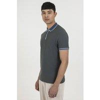 Larsson & Co Men's Waffle Contrast Rib Polo Shirt in Green | Size: Large
