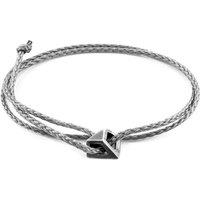 ANCHOR & CREW Men's Arthur Silver & Rope SKINNY Bracelet in Grey