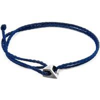ANCHOR & CREW Men's Arthur Silver & Rope SKINNY Bracelet in Navy