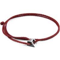 ANCHOR & CREW Men's Arthur Silver & Rope SKINNY Bracelet in Red