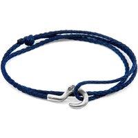 ANCHOR & CREW Men's Charles Silver & Rope SKINNY Bracelet in Navy