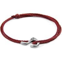 ANCHOR & CREW Men's Charles Silver & Rope SKINNY Bracelet in Red