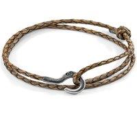 ANCHOR & CREW Men's Charles Silver & Braided Leather SKINNY Bracelet in Grey