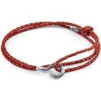 ANCHOR & CREW Men's Charles Silver & Braided Leather SKINNY Bracelet in Red