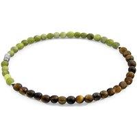 ANCHOR & CREW Men's Alexander Silver & Stone SKINNY Bracelet in Brown | Size: 23 cm