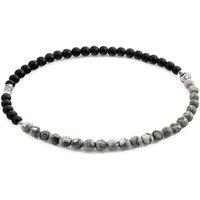 ANCHOR & CREW Men's Alexander Silver & Stone SKINNY Bracelet in Grey | Size: 21 cm