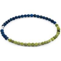 ANCHOR & CREW Men's Alexander Silver & Stone SKINNY Bracelet in Green | Size: 21 cm