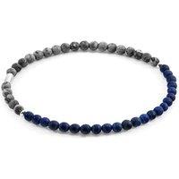 ANCHOR & CREW Men's Alexander Silver & Stone SKINNY Bracelet in Blue | Size: 21 cm