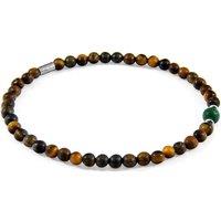 ANCHOR & CREW Men's Walter Silver & Stone SKINNY Bracelet in Brown | Size: 23 cm