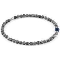 ANCHOR & CREW Men's Walter Silver & Stone SKINNY Bracelet in Grey | Size: 23 cm