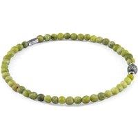 ANCHOR & CREW Men's Walter Silver & Stone SKINNY Bracelet in Green | Size: 21 cm