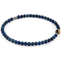 ANCHOR & CREW Men's Walter Silver & Stone SKINNY Bracelet in Blue | Size: 21 cm