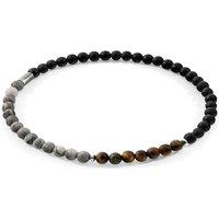 ANCHOR & CREW Men's Joshua Silver & Stone SKINNY Bracelet in Black | Size: 21 cm