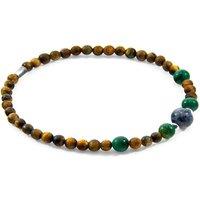 ANCHOR & CREW Men's Frederick Silver & Stone SKINNY Bracelet in Brown | Size: 19 cm