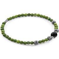 ANCHOR & CREW Men's Frederick Silver & Stone SKINNY Bracelet in Green | Size: 19 cm