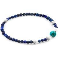 ANCHOR & CREW Men's Frederick Silver & Stone SKINNY Bracelet in Blue | Size: 23 cm