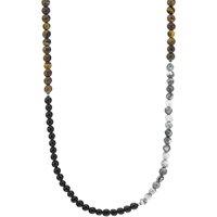 ANCHOR & CREW Men's Isaac Silver & Stone SKINNY Necklace x Wrap Bracelet in Black | Size: 20 inches