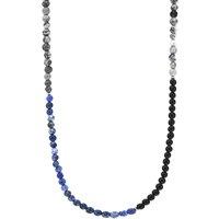 ANCHOR & CREW Men's Isaac Silver & Stone SKINNY Necklace x Wrap Bracelet in Blue | Size: 20 inches