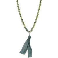ANCHOR & CREW Men's Luke Silver, Stone & Cotton Voile SKINNY Necklace x Wrap Bracelet in Green | Size: 18 inches
