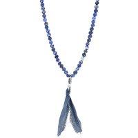 ANCHOR & CREW Men's Luke Silver, Stone & Cotton Voile SKINNY Necklace x Wrap Bracelet in Blue | Size: 22 inches