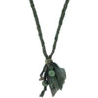 ANCHOR & CREW Men's Marcus Silver, Stone & Braided Cotton Voile SKINNY Necklace x Wrap Bracelet in Green