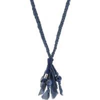 ANCHOR & CREW Men's Marcus Silver, Stone & Braided Cotton Voile SKINNY Necklace x Wrap Bracelet in Blue