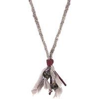 ANCHOR & CREW Men's Marcus Silver, Stone & Braided Cotton Voile SKINNY Necklace x Wrap Bracelet in Brown