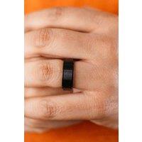 The Colourful Aura Men's 8mm Matt Black Engagement Spinner Tungsten Wedding Ring Band | Size: 10
