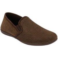 Lotus Men's 'Peter' Textile Full Slippers in Brown | Size: 8