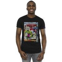 Marvel Men's Spider-Man VS Hulk Cover T-Shirt in Black | Size: 5XL