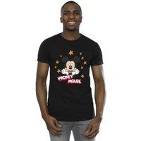 Disney Men's Mickey Mouse Stars T-Shirt in Black | Size: Small
