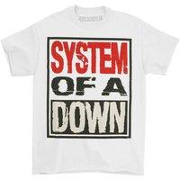System Of A Down Men's Stacked Logo T-Shirt in White | Size: 2XL