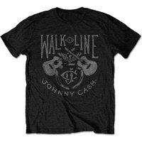 Johnny Cash Men's Walk The Line T-Shirt in Black | Size: Small