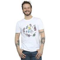 Disney Men's Alice In Wonderland Falling T-Shirt in White | Size: Large