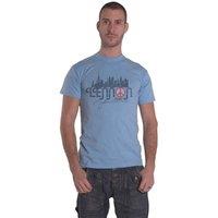 John Lennon Men's NYC Skyline Cotton T-Shirt in Light Blue | Size: Large