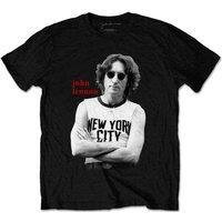 John Lennon Men's New York City Cotton T-Shirt in Black | Size: Medium