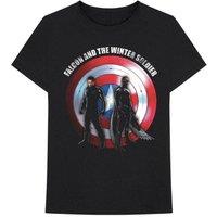 The Falcon and The Winter Soldier Men's Shield Cotton Logo T-Shirt in Black | Size: Large