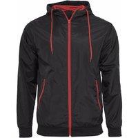Build Your Brand Men's Zip Up Wind Runner Jacket in Jet Black | Size: Large