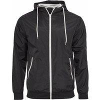 Build Your Brand Men's Zip Up Wind Runner Jacket in True Black | Size: Small