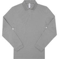 B&C Men's My Long-Sleeved Polo Shirt in Grey | Size: Large