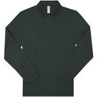 B&C Men's My Long-Sleeved Polo Shirt in Dark Green | Size: 2XL