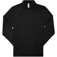 B&C Men's My Long-Sleeved Polo Shirt in Black | Size: 2XL