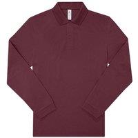 B&C Men's My Long-Sleeved Polo Shirt in Burgundy | Size: Medium