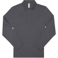 B&C Men's My Long-Sleeved Polo Shirt in Dark Grey | Size: Small